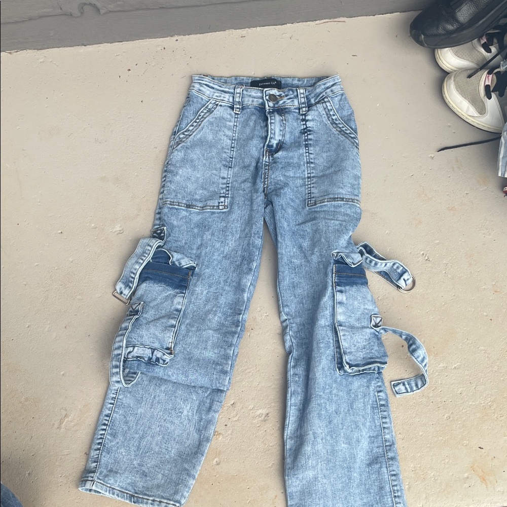 Stylish Blue Women's Cargo Jeans